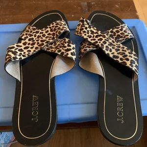 J crew leopard cross sandals size 9